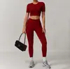 Novo conjunto de roupas fitness transfronteiriças para outono e inverno para mulheres, justo ao corpo, alta elasticidade, secagem rápida, Pilates, conjunto de ioga de cintura alta