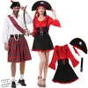 Disfraz de fiesta de cosplay de Halloween kilt tartán escocés de las Highlands para hombre bolsa de gaitero guerrero disfraz de pirata para mujer