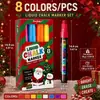 Giz líquido colorido mais vendido transfronteiriço, caneta fluorescente especial para atividades de Natal, caneta para quadro luminoso eletrônico apagável