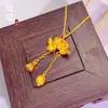Pingente de Lótus com Borla Dourada Antiga, Mesmo Estilo da Loja de Ouro, Corrente de Clavícula de Lótus de Boa Sorte de Alta Qualidade