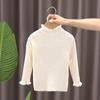 Camiseta Interior para Niñas Bebé Blanca Cuello Medio Alto Suéter Combinable Top de Punto Elástico para Niños Suave Moderno