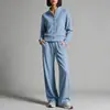Conjunto de Moda Europeia e Americana para Mulheres 2026, Cor Sólida, Gola Alta, Cardigan Moletom e Calça de Pernas Largas, Popular em Plataformas Independentes de E-commerce