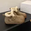 Botas de nieve de nuevo estilo para mujer, invierno 2026, forradas de pelo, suela gruesa, con 4 cm de altura interior adicional, zapatos de cobertura total estilo Birkenstock, zapatos de algodón