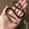 Cordón para Colgante Dorado, Cuerda para Colgar Colgantes, Cuerda Trenzada con Cierre Dorado, Colgante de Ámbar y Jade, Cordón para Collar Thangka, Cuerda Negra para Colgar en el Cuello para Hombres y Mujeres