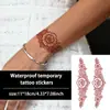 Banda Popular de Henna para el Brazo de Temu Tatuaje Temporal Rojo Pegatina Impermeable Larga Duración Brazo Dorso de la Mano Encaje Simulación Prueba de Sudor Pintura