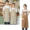 Delantal de lona impermeable dividido con logo de cerámica panadería pastelería cafetería anti-manchas comercio exterior venta al por mayor transfronteriza