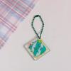 Llavero colgante de acrílico con forma de corazón de niña, con texto de doble cara, creativo, para bolso pequeño y fresco, llavero decorativo, adorno colgante.