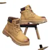 Botas Amarillas de Estilo Nuevo para Invierno 2026 con Forro de Felpa para Hombre, Botas de Trabajo Retro Desgastadas de Suela Gruesa, Botas de Algodón Cálidas de Caña Alta