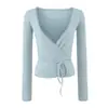 Top tipo camisola de ballet, camisa ligera de manga larga para el verano con protección solar, elegante diseño de dos piezas, pantalones de yoga, conjunto de tres piezas para mujer