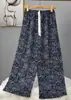 Calça de pijama feminina de algodão verão fina estampada casual perna larga mulheres grávidas podem usar fora do comércio exterior calças plus size