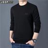 Camiseta Base de Manga Longa JP com Preço Controlado Outono Tamanho Grande Masculina Solta com Logo Bordado Gola Redonda Top TS5116