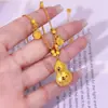 Collar de Calabaza Brillante de Paz y Alegría Chapado en Oro de Latón para Mujer, Moda de Nuevo Estilo Chino Lujo Ligero Cadena para Clavícula de Fortuna y Prosperidad