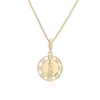 Corrente de Clavícula Simples e Estilosa Aogu, Mais Vendida na Fronteira para Mulheres, Banhada a Cobre com Ouro 18K, Cravejada com Zircônia, Colar com Pingente Redondo Gota d'Água