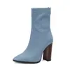 Nuevas Botas Cortas Estampado Serpiente Otoño Invierno Estilo Europeo Americano Botas tipo Martin Botas de Montar Botas con Tacón Grueso 40-50 Talla Grande Deseo Botas de Comercio Exterior