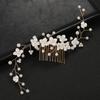 Casamento nupcial Headwear Flor de cerâmica branca artesanal Flor de pérola Pente de cabelo Corrente de cabelo Atrás da cabeça Acessórios para o cabelo