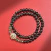 Pulsera estilo palacio oro nanyuan cuentas redondas diy garra de gato doble anillo jade Hetian para hombre y mujer simple Mori al por mayor