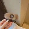 Peine Invertido Nuevo de Felpa y Terciopelo con Pedrería para Otoño e Invierno, Pinza Lateral de Flequillo Retro de Gama Alta, Peine para Acabar el Cabello Suelto de la Parte Posterior de la Cabeza