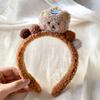 Atacado de tiara de outono e inverno para mulheres, tiara simples de tecido para amarrar o cabelo, touca feminina de pelúcia alta para o rosto, bege, Coreia do Sul