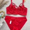 Lingerie de Renda Francesa para Mulheres, Estilo Fino para Seios Grandes, Efeito Redutor, Laterais Alargadas, Coleta Lateral dos Seios, Conjunto de Sutiã Anti-Queda para o Verão