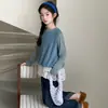 Conjunto de Niña Primavera 2026 Nuevo Moderno Top sin Mangas con Adorno de Encaje para Niña y Jeans de Mezclilla Ropa de Primavera para Niños