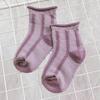 Z066 calcetines infantiles al por mayor solo calcetines infantiles rizado Flor Oscura color liso calcetines tipo mocasín para niños y niñas calcetines de bebé