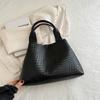 Bolsa Tote de Grande Capacidade para Mulheres, 2023 Nova Tendência Nicho Cor Sólida Tecida Bolsa de Ombro, Bolsa Balde