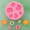 Molde de Silicona de Flor de Margarita, Girasol y Flor de Cinco Pétalos para Fondant, Chocolate y Pasteles