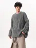 Suéter Redondo de Atmósfera Retro para Hombres y Mujeres en Otoño e Invierno Holgado y Perezoso Trenzado Grueso Chaqueta de Punto para Pareja Top