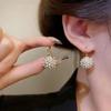 Brincos de diamante completos elegantes e simples de nicho em estilo coreano, pequenos brincos circulares leves, fivela de orelha luxuosa, joias de orelha modernas e distintas para combinar