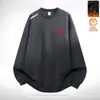 Moletom masculino com forro de fleece, novo modelo outono e inverno 2025, gola redonda, caimento solto, sem capuz, blusa de manga longa masculina, moderno