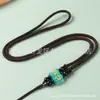 Atacado de fábrica colar de corrente de suéter de alta qualidade joias com seis palavras mantra cordão trançado à mão pingente de jade cordão