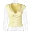Moda de outono precoce para mulheres europeias e americanas: cor sólida, estilo simples, camiseta da moda, top versátil de cintura alta, justo, decote V, sem mangas