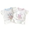 Camiseta de Manga Corta Linda de Dibujos Animados para Niñas Nuevo Estilo de Verano Moda Chaleco de Manga Corta con Estampado de Conejo
