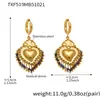 Acero Inoxidable Piedra Natural Borla Corona Corazón Estampado Cerámico DIY Multi-Accesorio Colgante Collar Aretes Set para Mujeres