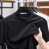 Camiseta masculina de manga curta de seda gelada para o verão, secagem rápida, luxo leve, casual, de alta qualidade, com sensação refrescante, camiseta básica