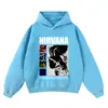 Sudadera con Capucha Retro Estampada Europea y Americana Suelta con Logo de Banda Rock Antigua Vintage Batik