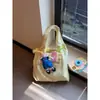 Bolso de Lona con Lunares Azules Estilo Coreano para Mujer 2026 Nuevo Bolso de Hombro de Gran Capacidad Estilo Juvenil Bolso para el Trabajo y la Escuela