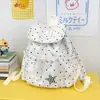Mochila de Tela con Cordón y Solapa de Lunares Azul Leche Conejo Estilo Fresco de Verano Suave Pegajoso Chica Suave Estilo Campus Mochila Pequeña Nueva