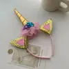 Faixa de cabeça de unicórnio popular para crianças, adorno de cabeça de rede, acessórios de cabelo, presilha, tiara, joias para meninas, adorno de cabeça de Natal