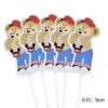 Decoración de Pastel Estilo Ins Bandera Coreana Enchufe Dibujos Animados Oso Lindo Hp Corazón Feliz Cumpleaños Topper Accesorios