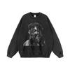 Camiseta Americana Street Style Estampada Pesada de Manga Curta para Homens, Transfronteiriça Retrô Lavada Vintage Moda Americana Algodão Puro Regata Decote Pequeno