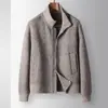 Chaqueta para Hombre 2026 Otoño/Invierno Tejida Cuello Alto Corte Ligeramente Holgado Abrigo de Lana Hecho a Mano Juventud Lana de Doble Cara Chaqueta Cálida