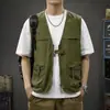 Chaleco de Trabajo Funcional Estilo Americano para Hombre, Chaleco sin Mangas de Verano para Pesca al Aire Libre, Camping con Múltiples Bolsillos, Chaleco Funcional