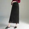 Elegante Falda de Encaje Calada para Mujer, Nueva Otoño/Invierno 2026, Falda de Cintura Alta Adelgazante Línea A, Falda de Longitud Media Moda y Sencilla