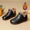 Sapatos de Couro Macio Antiderrapantes de Inverno para Mães, Sapatos de Algodão Confortáveis com Solado Macio e Forro de Lã para Idosos, Sapatos de Couro Macio, Sapatos de Inverno Femininos, Botas da Moda
