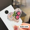 Exquisito clip para el pelo de cereza con forma de corazón y pedrería, clip lateral para flequillo de niña, clip para mechones sueltos de la frente, clip para el pelo de textura versátil