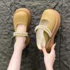 Meias Pantufa Fechadas Estilo Britânico para Mulheres, Novidade Verão 2025 Estilo Fada com Pérolas Sandálias Mary Jane de Solado Grosso