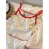 Pijama de tirantes con lunares y encaje dulce y femenino para mujer, Novedad Primavera 2026, Conjunto de Shorts de Encaje para Casa, Tallas Grandes