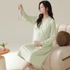 Otoño Nuevo Modal Cómodo Ropa de Dormir Manga Larga Pijamas para Mujeres Embarazadas Ropa Maternal para el Hogar con Almohadilla en el Pecho Falda de Producción