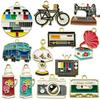 Estilo retro nostálgico Accesorios de joyería DIY Sensación de los 80 90 Bicicleta Máquina de coser Cámara Aleación Colgante de gota de aceite